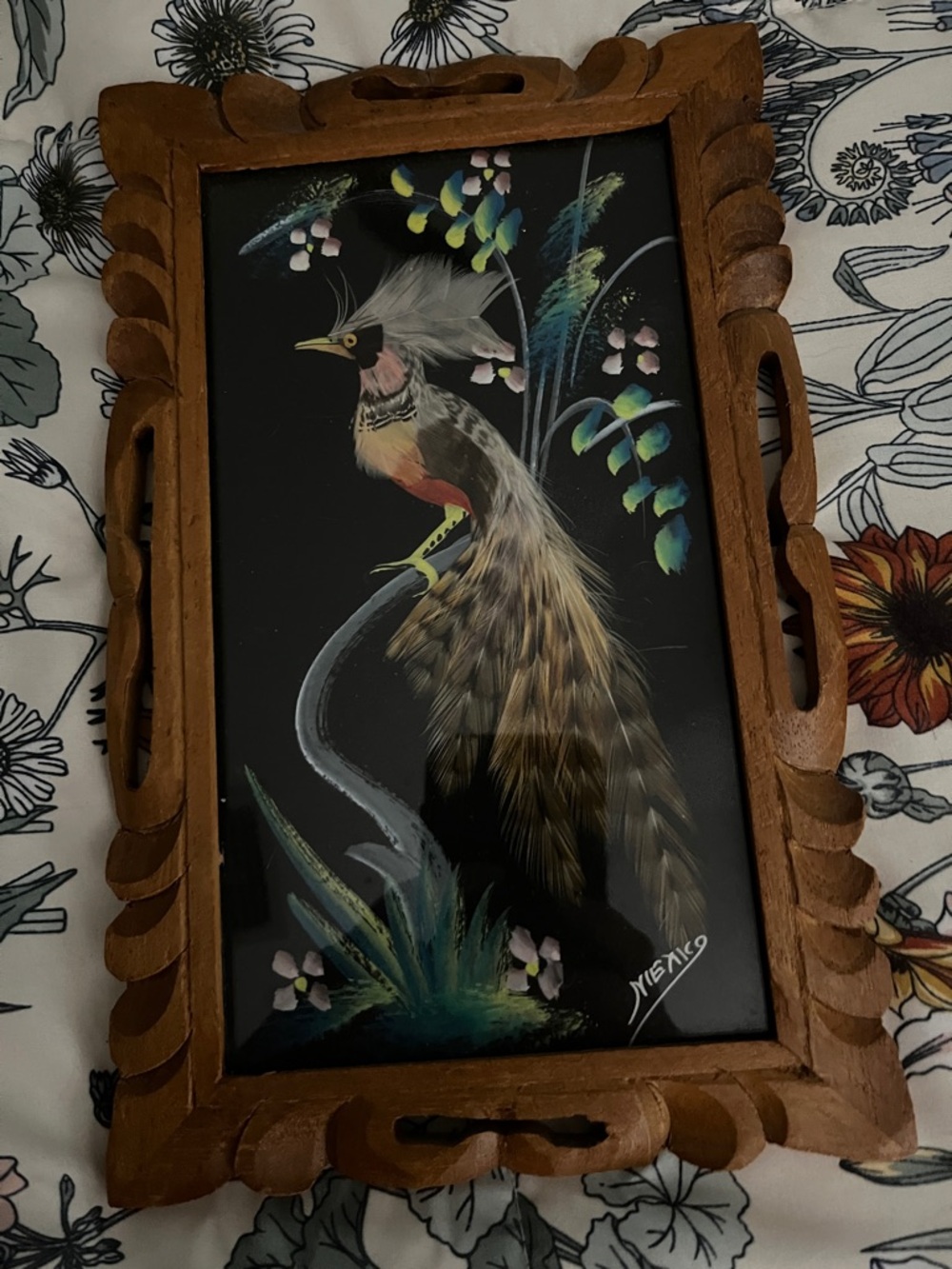Vintage Cartimex Mexican Feathercraft Story Print - Neutral Palette